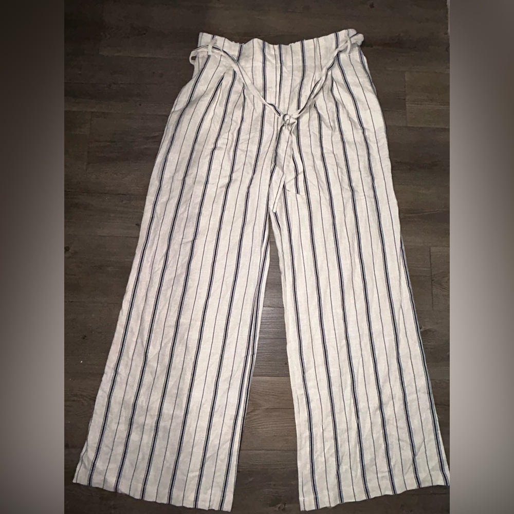 Blue and Cream Striped Pants